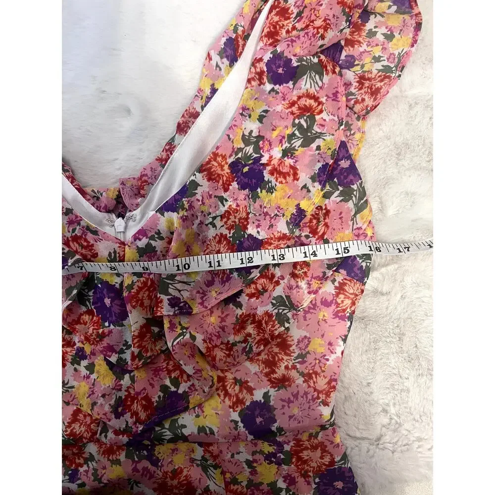 WAYF Anthropologie Pink Floral Tiered Ruffle Maxi Dress size small - Picture 5 of 7